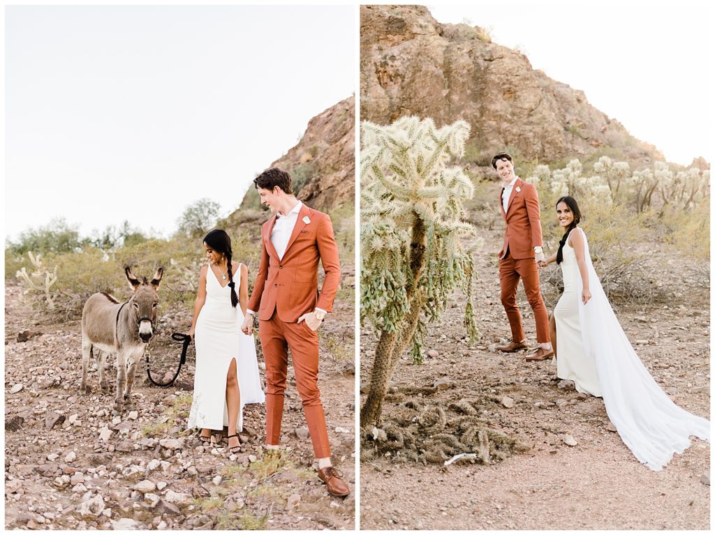saying vows in intimate wedding ceremony desert in Sedona destination elopement